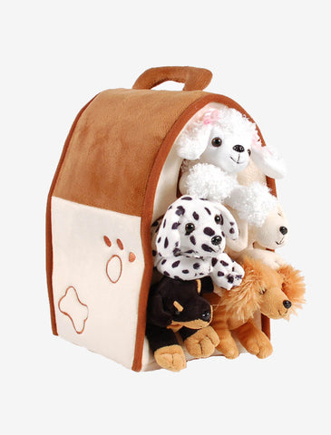 Plush Toy Doghouse with 5 Puppies for Boys and Girls