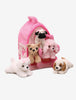 12-Inch Soft Dog Hotel With 5 Little Plush Puppies