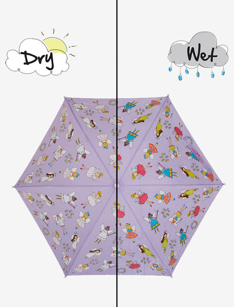 Holly and Beau Magic Hooded Rain Umbrella with Color Technology- Purple Fairy