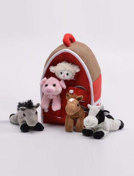 Soft Animal Barn with 5 Little Plush Animals